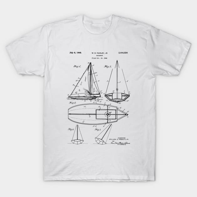 Yachting Patent Print 1947 T-Shirt by MadebyDesign